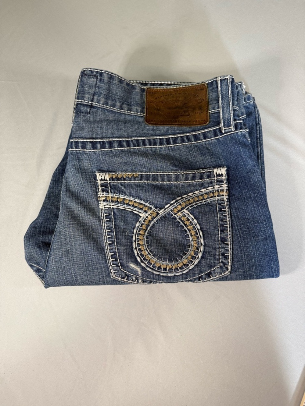 Big Star Pioneer Jeans Mens 38x33 Bootcut Distressed Y2K Blue Denim